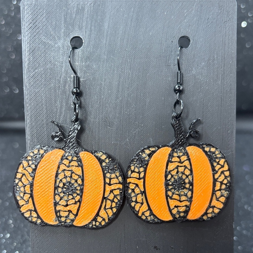 Pumpkin Cobweb‎ Halloween Earrings 🎃🕸️🖤